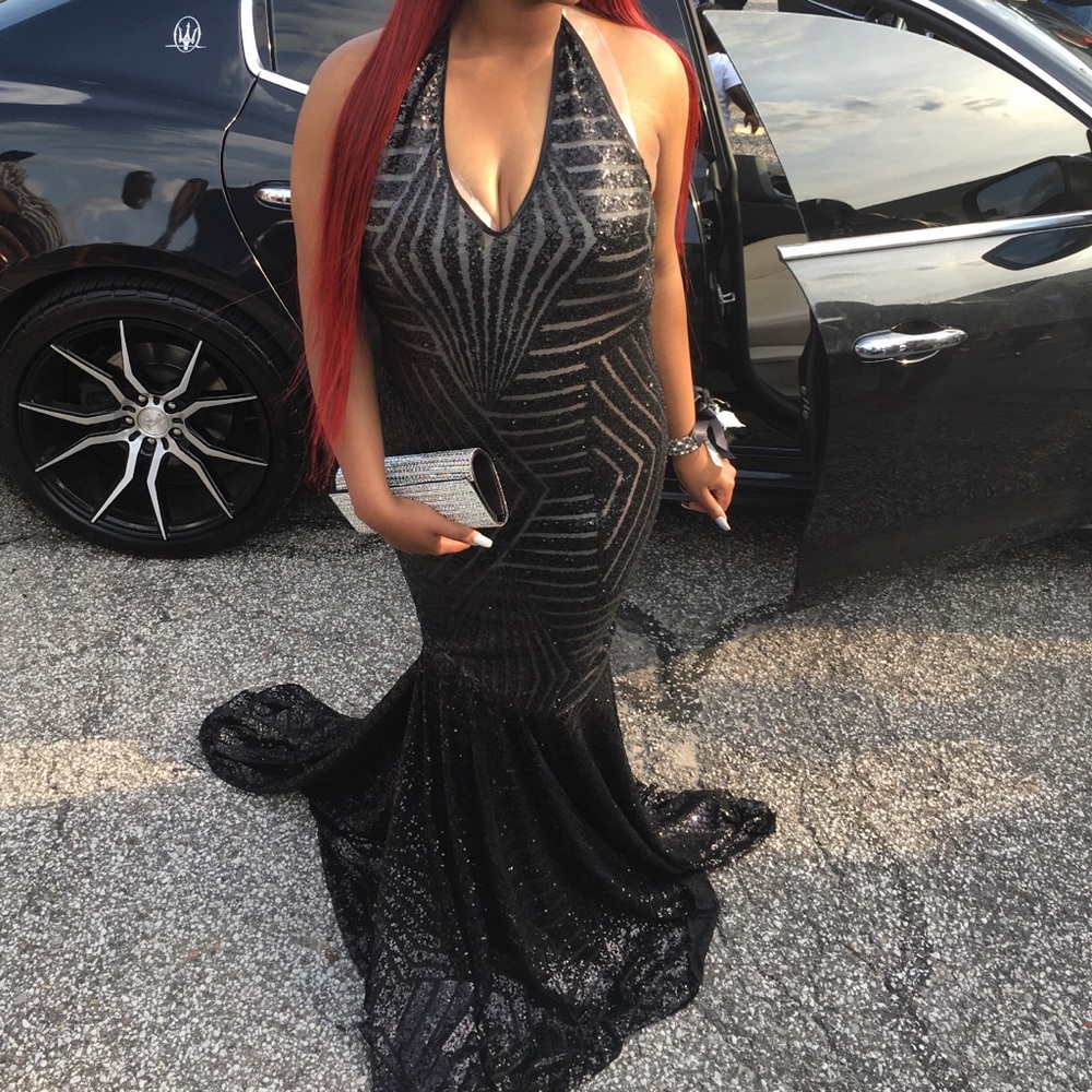 Black formal dress used for prom, only worn once for only 3 hours.